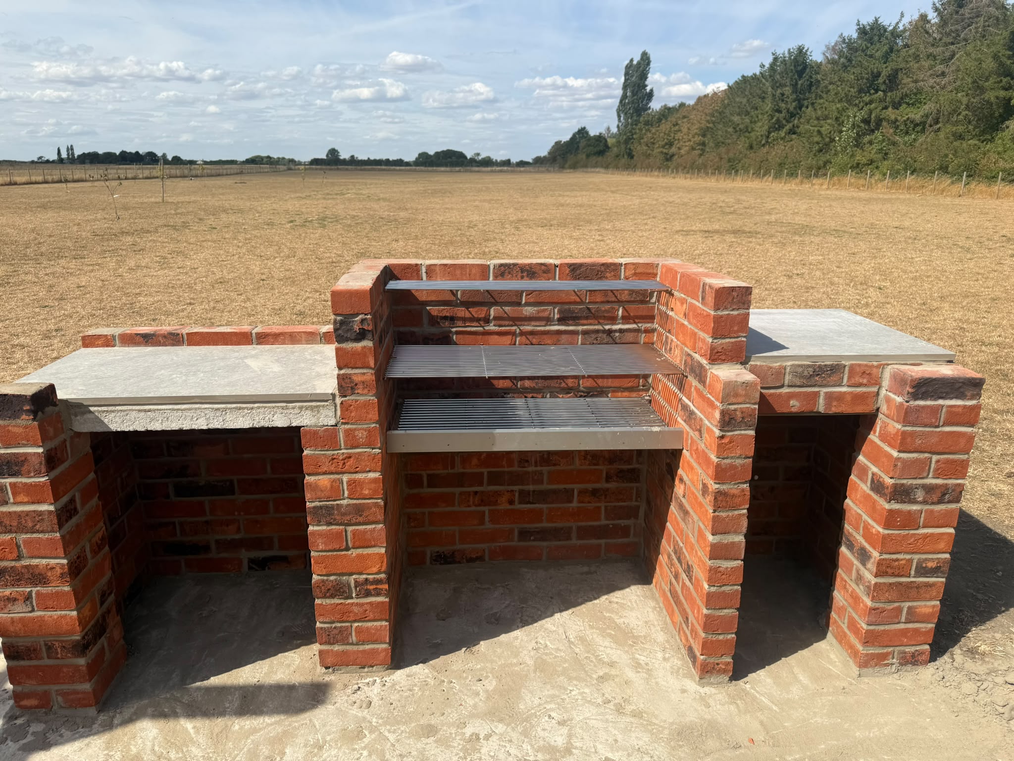 Detailed view of a brick outdoor kitchen build