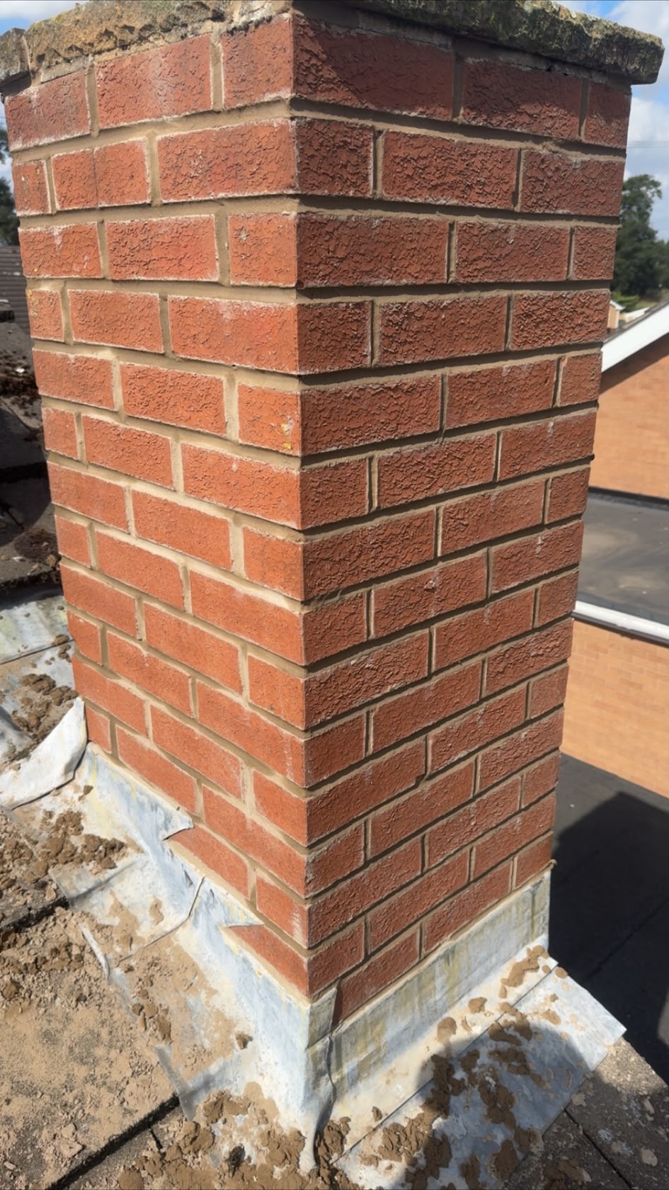 Close-up of brick chimney detailing